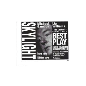 Skylight Michael Gambon Lisa Williams Play Royal Theatre NYC 1990s  Vintage Prin